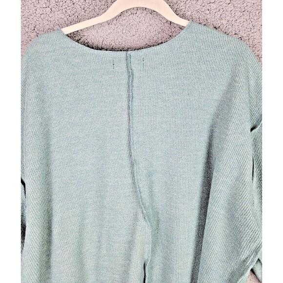 Urban Outfitters Womens Top L  Green Pullover V-Neck Reverse Seam Ribbed Texture - Picture 12 of 15